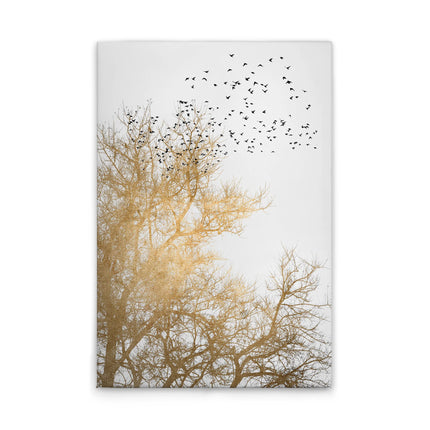 Golden Skies canvas met goudkleurig boomlandschap