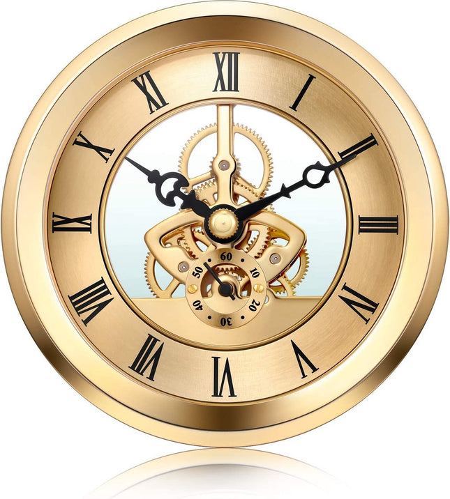 GWS Insteek Quartz Los uurwerk - Gouden rand uurwerk – Skeleton Klok uurwerk 103mm – Los compleet uurwerk vervangen rond