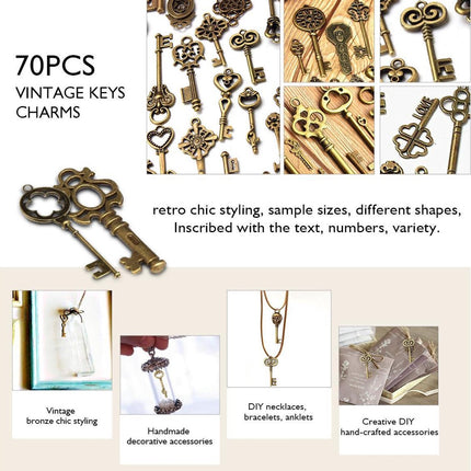 70 Vintage Sleutels Brons - Set met 70 ouderwetse sleutels image 3