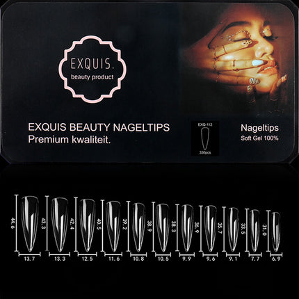 Exquis Soft Gel Kunstnagels – Lange Nageltips Transparant Soft gel tips - 11 maten - 330 stuks image 2