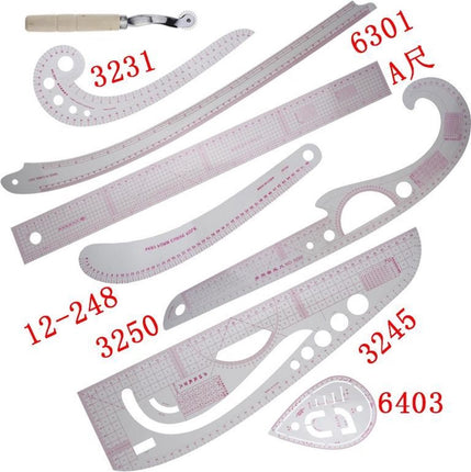 Coupeuse liniaal - linialen set -coupeuseliniaal - Kleermakers linialen Set 7