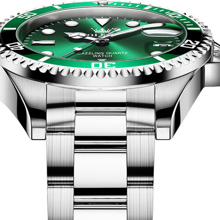OLEVS Horloge voor mannen - Heren horloge - Roestvrij Staal - Groen Zilver - met verstelbare pin - image 11