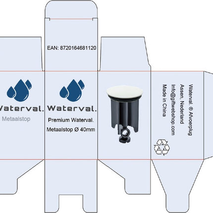 Waterval Metaalstop Waste Plug Universeel – Plugstop badkamer - afvoerplug voor wastafel en bidet - Wit 40mm image 7