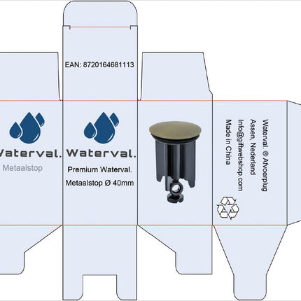 Waterval Metaalstop Waste Plug Universeel – Plugstop badkamer - afvoerplug voor wastafel en bidet - Brons 40mm image 5