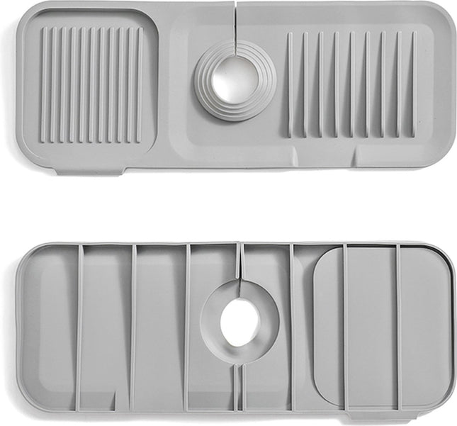 Waterval Siliconen Mat voor Keukenkraan – Anti lek tray Keuken Badkamer - Wastafel Splash Bescherming - Lichtgrijs 37cm