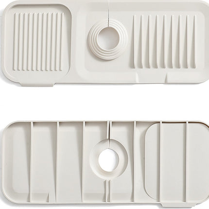 Waterval Siliconen Mat voor Keukenkraan – Anti lek tray Keuken Badkamer - Wastafel Splash Bescherming - Crèmewit 37cm