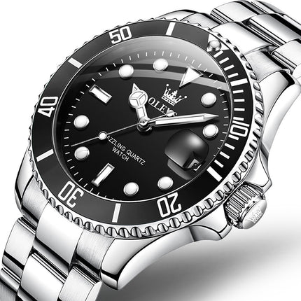 GWS OLEVS Horloge voor mannen - Heren horloge - Roestvrij Staal – Zwart Zilver - met verstelbare pin - image 2