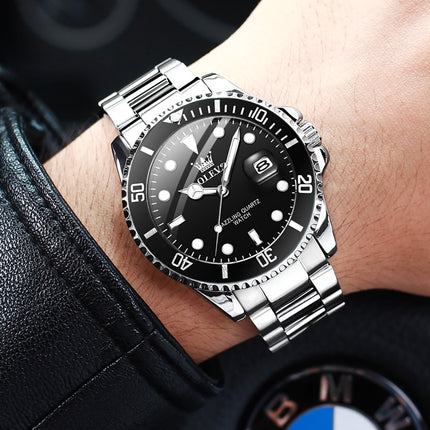 GWS OLEVS Horloge voor mannen - Heren horloge - Roestvrij Staal – Zwart Zilver - met verstelbare pin - image 10