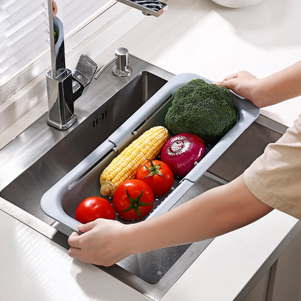 Waterval gootsteenzeef uitschuifbaar vergiet keuken – Wassen groente en fruit – Afgieten pasta hulpmiddel - Lichtgrijs image 13