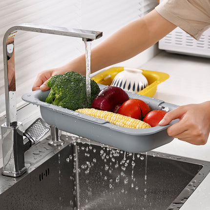 Waterval gootsteenzeef uitschuifbaar vergiet keuken – Wassen groente en fruit – Afgieten pasta hulpmiddel - Roze image 12