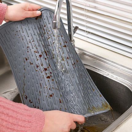 Waterval siliconen keukenmat – Siliconen Bescherming keukenblad Afwasmat – 40 x 30CM – Afdruipmat Grijs image 3