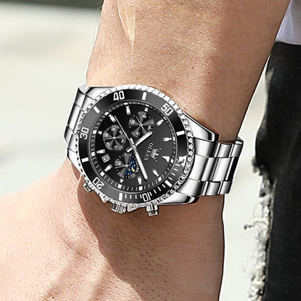 GWS OLEVS Herenhorloge Quartz – RVS Horloge voor mannen – Zwart Zilver image 2