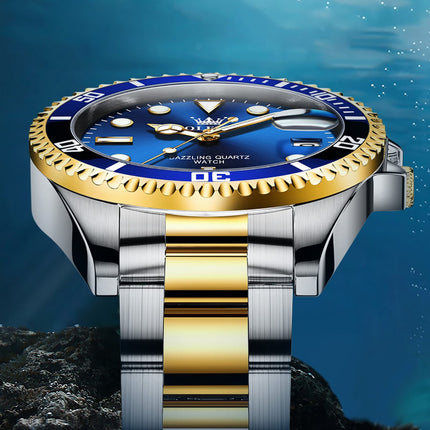 GWS OLEVS Horloge voor mannen - Heren horloge - Roestvrij Staal - Blauw Zilvergoud - met verstelbare pin - image 6