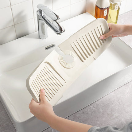 Waterval Siliconen Mat voor Keukenkraan – Anti lek tray Keuken Badkamer - Wastafel Splash Bescherming - Lichtgrijs 45cm image 3