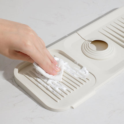 Waterval Siliconen Mat voor Keukenkraan – Anti lek tray Keuken Badkamer - Wastafel Splash Bescherming - Lichtgrijs 37cm image 4