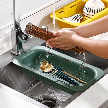 Waterval gootsteenzeef uitschuifbaar vergiet keuken – Wassen groente en fruit – Afgieten pasta hulpmiddel - Wit image 13