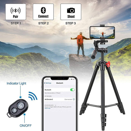 XL Smartphone Tripod Camera Statief - Universeel Reis Statief – 135CM Bluetooth image 5