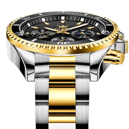 GWS OLEVS Herenhorloge Quartz – RVS Horloge voor mannen – Zwart Zilvergoud image 6