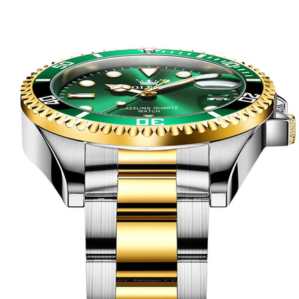 GWS OLEVS Horloge voor mannen - Heren horloge - Roestvrij Staal - Groen Zilvergoud - met verstelbare pin - image 7
