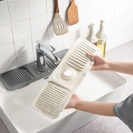 Waterval Siliconen Mat voor Keukenkraan – Anti lek tray Keuken Badkamer - Wastafel Splash Bescherming - Crèmewit 37cm image 4