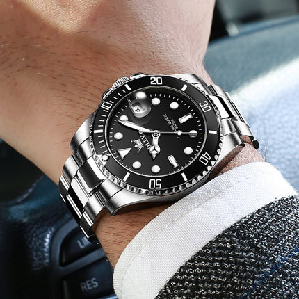 GWS OLEVS Horloge voor mannen - Heren horloge - Roestvrij Staal – Zwart Zilver - met verstelbare pin - image 5