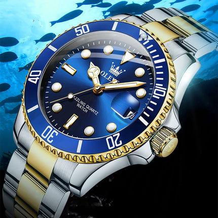 GWS OLEVS Horloge voor mannen - Heren horloge - Roestvrij Staal - Blauw Zilvergoud - met verstelbare pin - image 9