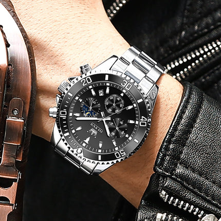 GWS OLEVS Herenhorloge Quartz – RVS Horloge voor mannen – Zwart Zilver image 7