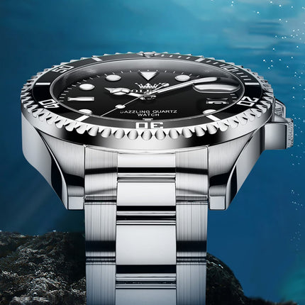 GWS OLEVS Horloge voor mannen - Heren horloge - Roestvrij Staal – Zwart Zilver - met verstelbare pin - image 8