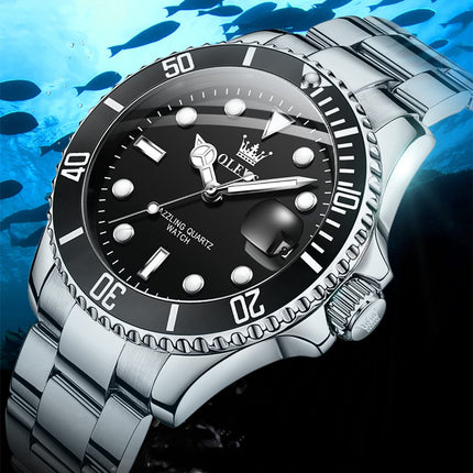 GWS OLEVS Horloge voor mannen - Heren horloge - Roestvrij Staal – Zwart Zilver - met verstelbare pin - image 3
