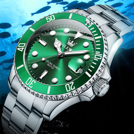 OLEVS Horloge voor mannen - Heren horloge - Roestvrij Staal - Groen Zilver - met verstelbare pin - image 10
