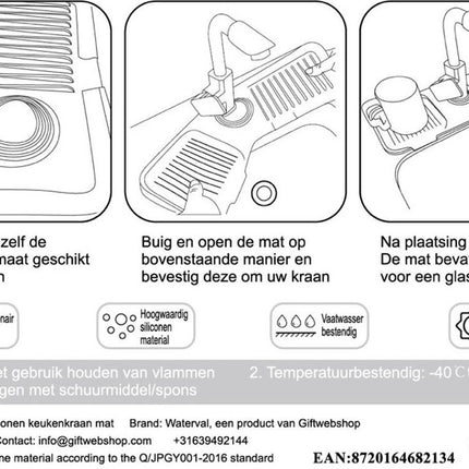 Waterval Siliconen Mat voor Keukenkraan – Anti lek tray Keuken Badkamer - Wastafel Splash Bescherming - Groen 37cm image 5