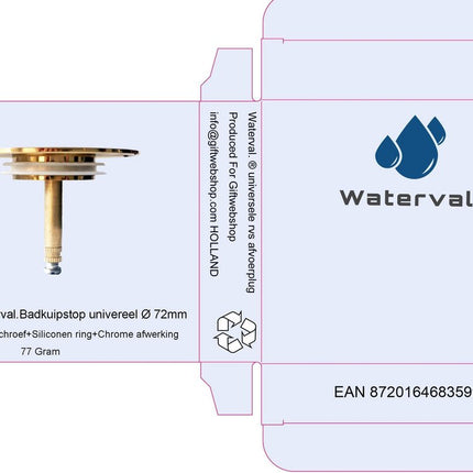 RVS Badkuip Afvoerplug badkamer - Badkuipstop met dubbele afdichting – verstelbare Badplug universele Afvoerplug voor uw badkuip - 72 mm Goud image 5