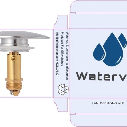 Waterval pop-up waterstopper – Spoelbak Wastafel stopper - Badkamer Gootsteen Plug Stop – 66mm verchroomd image 7