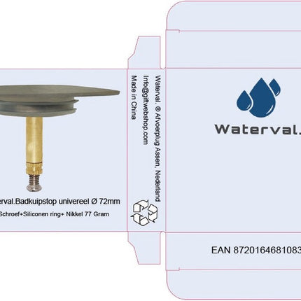 Waterval RVS Badkuip Afvoerplug badkamer - Badkuipstop met dubbele afdichting – verstelbare Badplug universele Afvoerplug voor uw badkuip - 72 mm Nikkel image 8