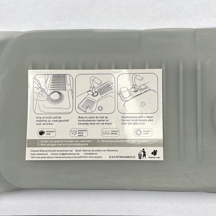 Waterval Siliconen Mat voor Keukenkraan – Anti lek tray Keuken Badkamer - Wastafel Splash Bescherming - Donkergrijs 45cm image 6