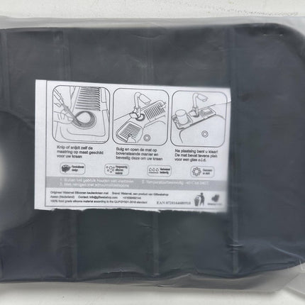 Waterval Siliconen Mat voor Keukenkraan – Anti lek tray Keuken Badkamer - Wastafel Splash Bescherming - Zwart 37cm image 7