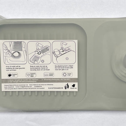 Waterval Siliconen Mat voor Keukenkraan – Anti lek tray Keuken Badkamer - Wastafel Splash Bescherming - Lichtgrijs 45cm image 6