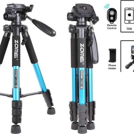 Professioneel Universeel Lichtgewicht DSLR Camerastatief - Voor de Sony / Canon / Nikon Camera – Tripod 140CM - Blauw
