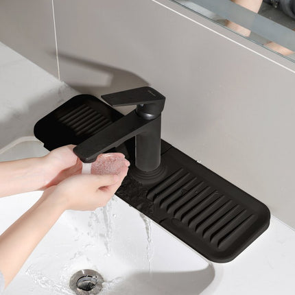Waterval Siliconen Mat voor Keukenkraan – Anti lek tray Keuken Badkamer - Wastafel Splash Bescherming - Zwart 37cm