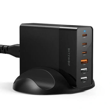 BlitzWolf® BW-S25 75W 6-poorts snellader | PPS PD3.0 QC3.0 SCP | Voor iPhone, Samsung, MacBook, iPad