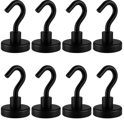 Brute Force Haakmagneten – Zwart – Ø32 mm – Set van 8 – Krachtige Magneet met Epoxy Coating – Tot 32 kg draagkracht