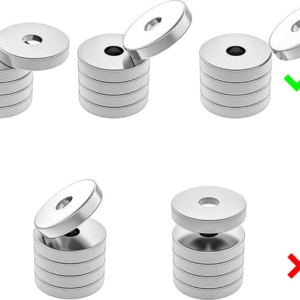 Brute Force – Schijfmagneten - Ringmagneten met gat - 15 x 4 mm - Magneet met Schroefgat – 10 Stuks