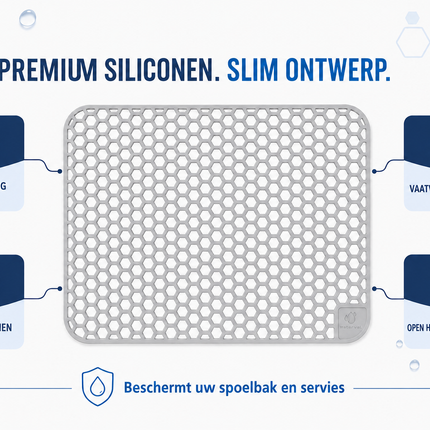 Waterval zilvergrijze siliconen gootsteenmat