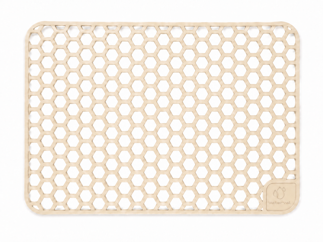 Waterval zandbeige siliconen gootsteenmat 30 x 40 cm