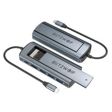 BlitzWolf® BW-Neo TH13 6-in-1 Docking Station – M.2 SATA SSD, 3× USB 3.0, PD100W, 4K@30Hz, voor Laptop & Meer