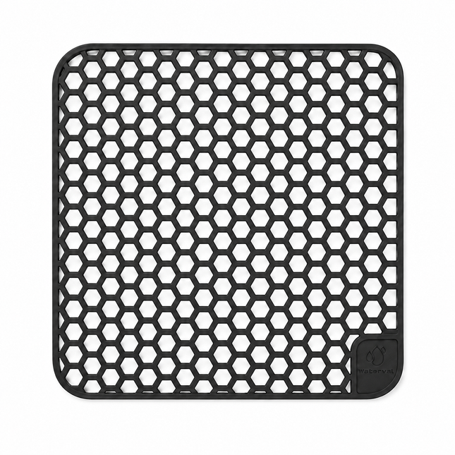 Waterval zwarte siliconen gootsteenmat 34,5 x 34,5 cm