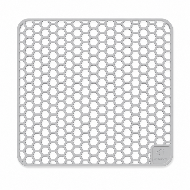 Waterval zilvergrijze siliconen gootsteenmat 34,5 x 34,5 cm