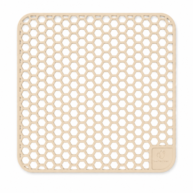 Waterval zandbeige siliconen gootsteenmat 34,5 x 34,5 cm