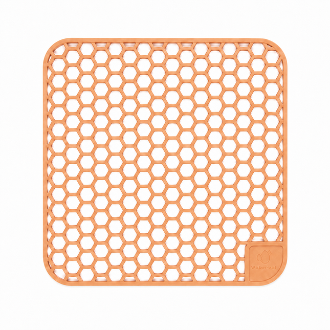 Waterval koperkleurige siliconen gootsteenmat 34,5 x 34,5 cm