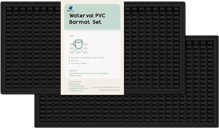 Waterval Barmat PVC Beschermer - Anti-Slip Keukenmat - Set van 2 (30x15 cm) – Zwart